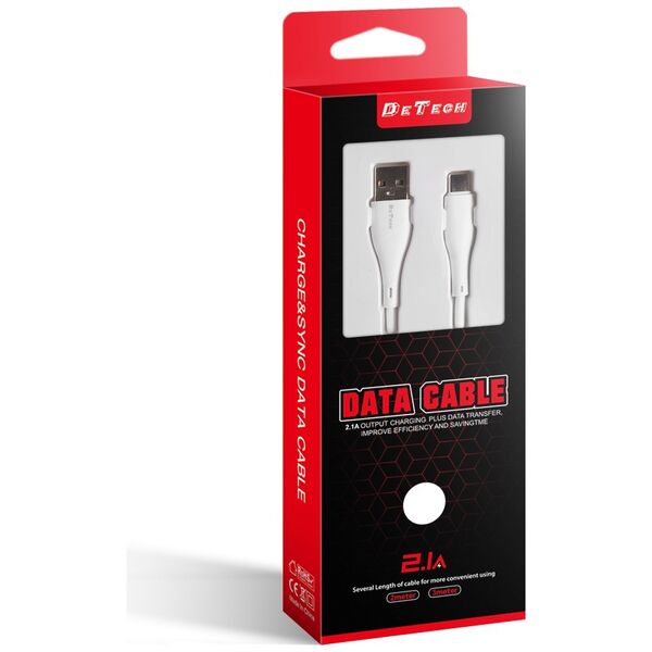 Kαλώδιο δεδομένων DeTech DE-44M3, Micro USB, 3.0m, Λευκο - 40270