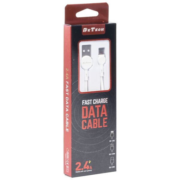 Kαλώδιο δεδομένων DeTech DE-C35M, Micro USB, 1.0m, λευκό - 40188