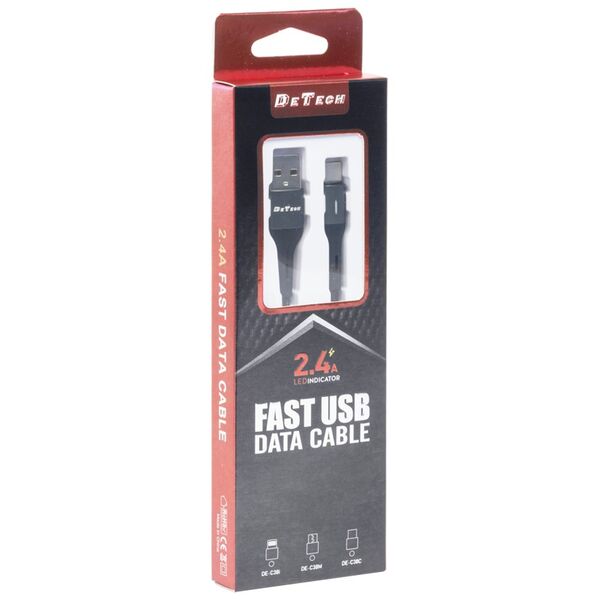 Kαλώδιο δεδομένων DeTech DE-C38M, Micro USB, 1.0m, Μαυρο - 40197
