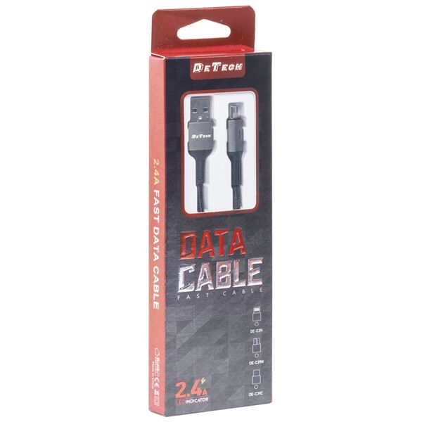 Kαλώδιο δεδομένων DeTech DE-C39M, Micro USB, 1.0m, Μαυρο - 40200