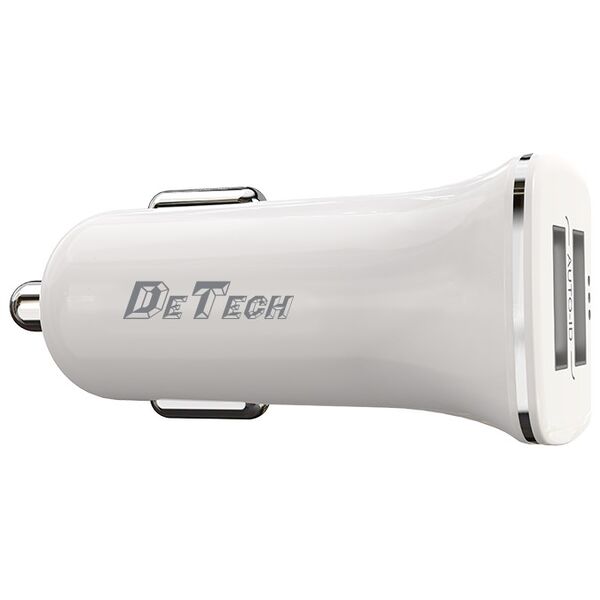 Φορτιστής αυτοκινήτου DeTech, DE-C01M, 5V/2.4A, 12/24V, Με Micro USB καλώδιο, 2 x USB, Λευκο - 14124
