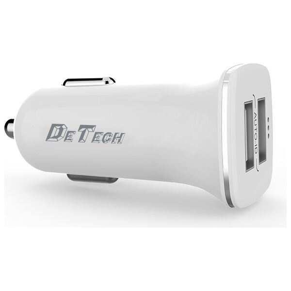 Φορτιστής αυτοκινήτου DeTech, DE-C01M, 5V/2.4A, 12/24V, Με Micro USB καλώδιο, 2 x USB, Λευκο - 14124
