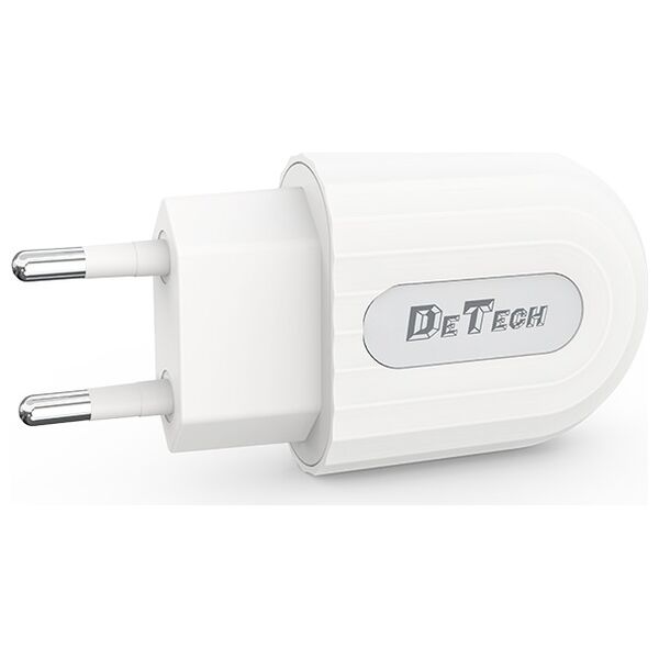 Φορτιστής δικτύου, DeTech, DE-28i, 5V/2.4A, 220V, Universal, 1 x USB, καλώδιο Lightning, 1.0m, λευκό - 14134