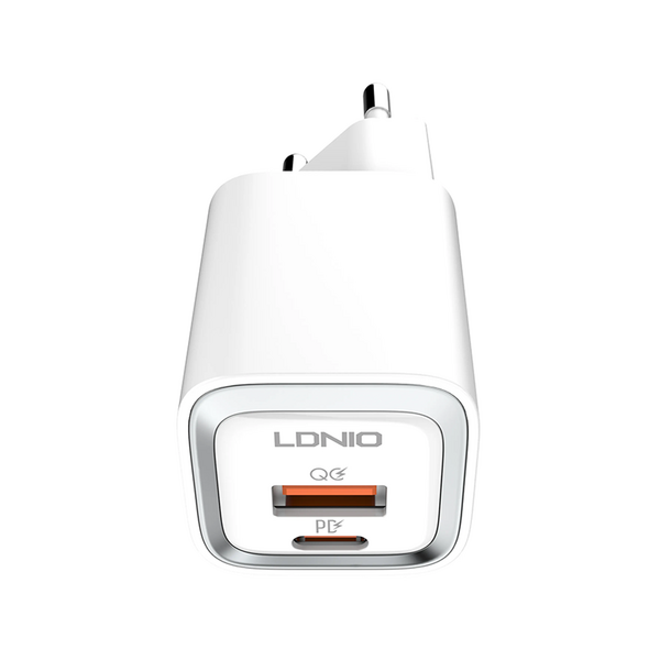 Φορτιστής δικτύου LDNIO A2318C, 20W, 1 x Type-C F, 1 x USB F, PD, QC, Καλώδιο Lightning, λευκό - 40290
