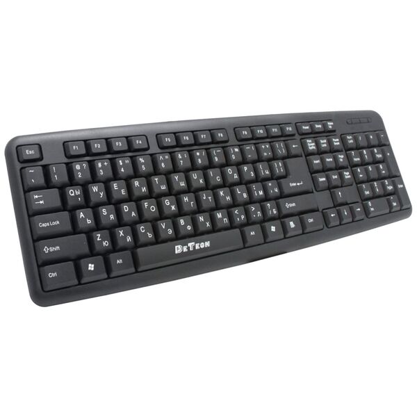 Πληκτρολόγιο DeTech DE6082, USB, Κυριλλικό, Μαύρο - 6082