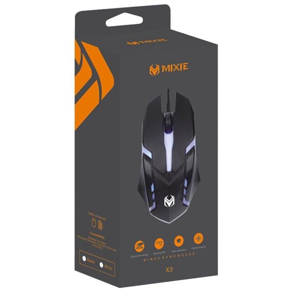 Ποντίκι παιχνιδιών Mixie X3, Οπτικό, 3D, Μαύρο - 722