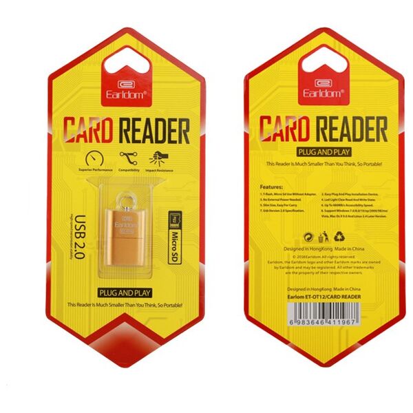 Card reader Earldom ET-OT12, Micro SD, Black - 11043