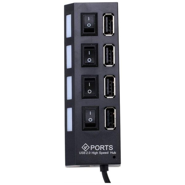 USB hub No Brand, USB 2.0, 4 θύρες, μαύρο - 12053