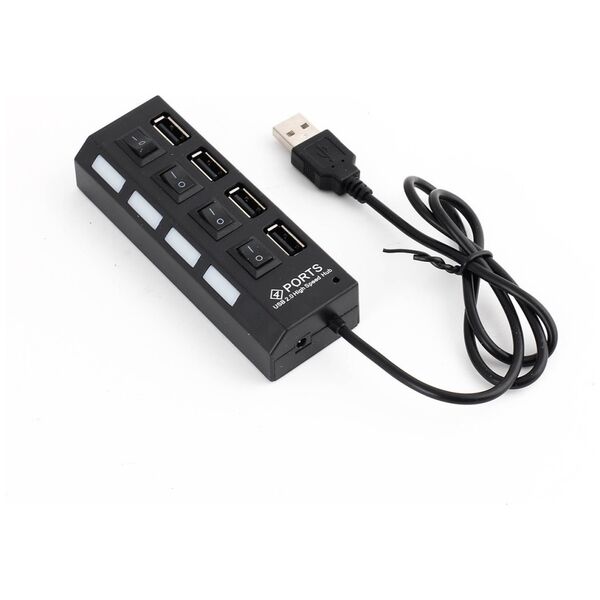USB hub No Brand, USB 2.0, 4 θύρες, μαύρο - 12053