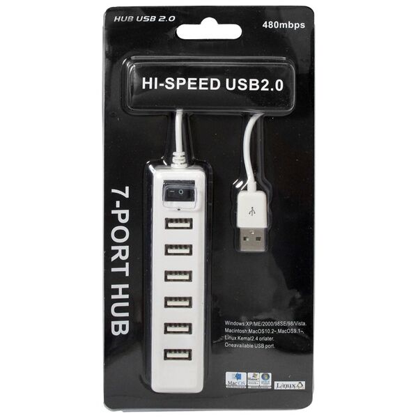 USB hub No Brand, USB 2.0, 7 θύρες, μαύρο - 12057