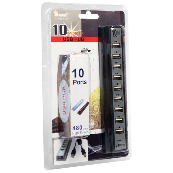 USB hub No Brand, USB 2.0, 10 θύρες, Διαφορετιακ χρωματα - 12061