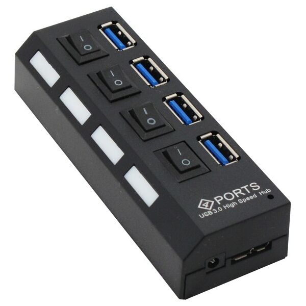 USB hub No Brand, USB 3.0, 4 θύρες, Μαύρο - 12062
