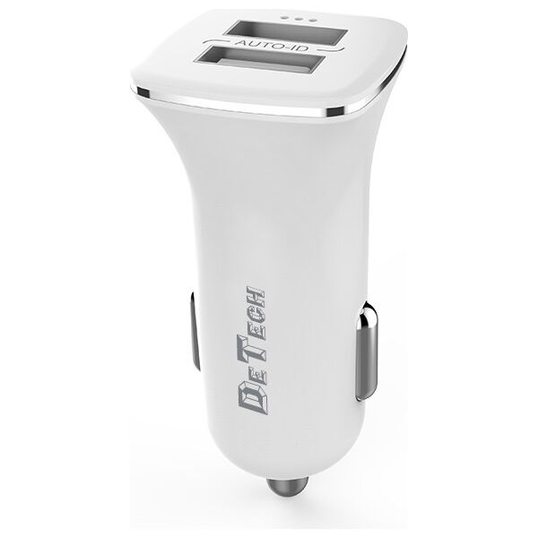 Φορτιστής αυτοκινήτου DeTech, DE-C01, 5V/2.4A, 12/24V, 2 x USB, Λευκο - 14122