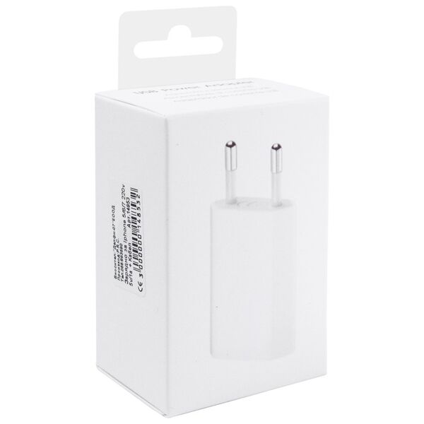Φορτιστής δικτύου, χωρίς μάρκα, 5V / 1A 220V, + Καλώδιο για iPhone 5/6/7, 1.0m, λευκό - 14853