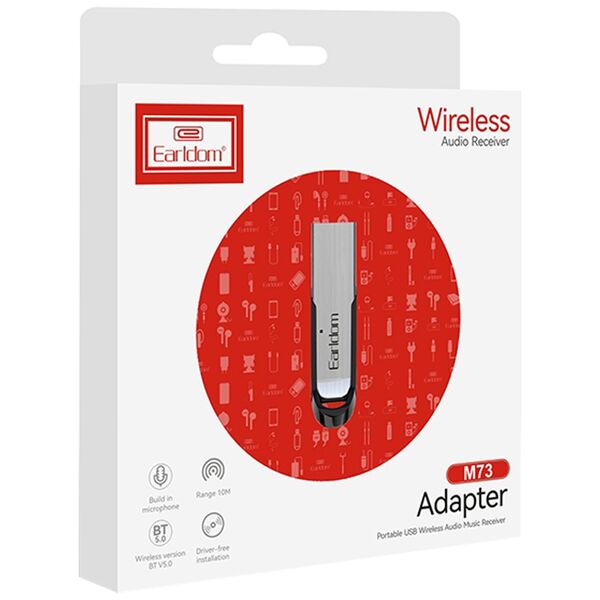 Δέκτης Bluetooth Earldom ET-M73, USB, Ασημί - 17711