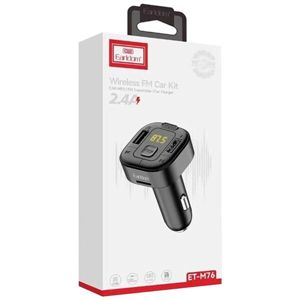 Μεταδότης FM Earldom ЕТ-M76, Bluetooth, USB, Micro SD, 2.4A, Μαυρο - 17719