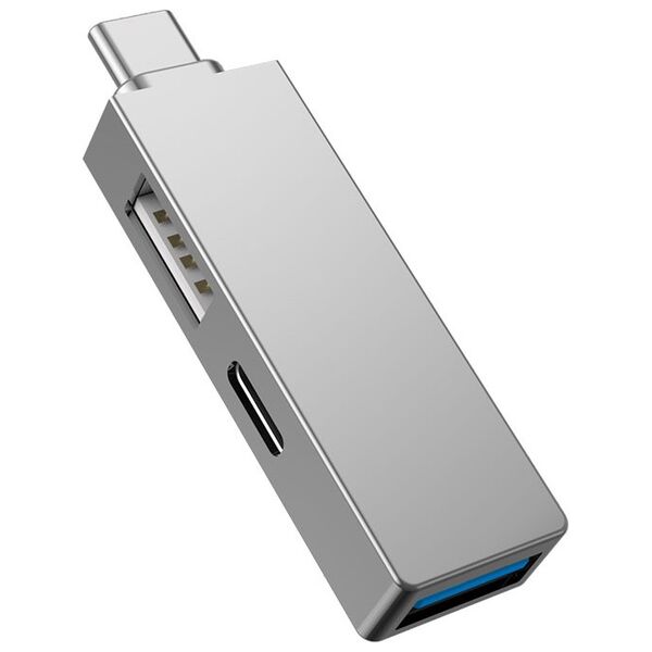 USB hub WiWu T02 Pro, Type-C, 3 θύρες, USB 3.0, Γκρί - 17755
