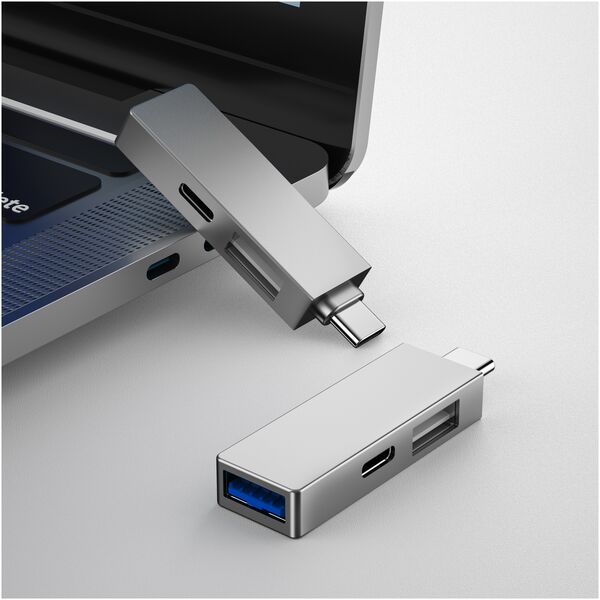 USB hub WiWu T02 Pro, Type-C, 3 θύρες, USB 3.0, Γκρί - 17755