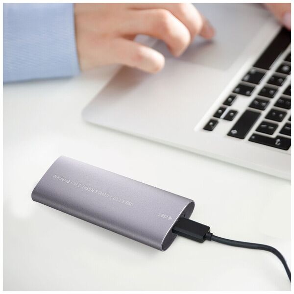 SSD Enclosure No brand SHL-R320, USB 3.1 - M.2 SATA+NVME, Gray - 17756