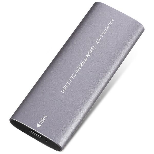 SSD Enclosure No brand SHL-R320, USB 3.1 - M.2 SATA+NVME, Gray - 17756