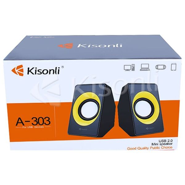 Ηχεία, Kisonli, A-303, 2x3W, USB, Διαφορετικά χρώματα - 22086