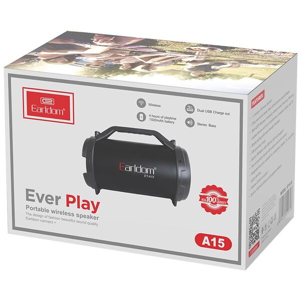 Ηχεἰο Earldom ET-A15, Bluetooth, Καραόκε, USB, FM, AUX, Μαυρο - 22201