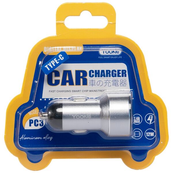 Φορτιστής αυτοκινήτου Yookie PC3, 5V/2.4A, 12/24V, Με Lightning καλώδιο, 2 x USB, Διαφορετικα χρωματα - 40141