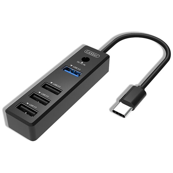 USB hub Earldom HUB08, Type-C, 4 θύρες, Μαυρο - 40171