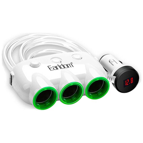 Car socket charger Earldom ES-CS1, Splitter, 2xUSB F, 3x12/24V, Different colors – 40207