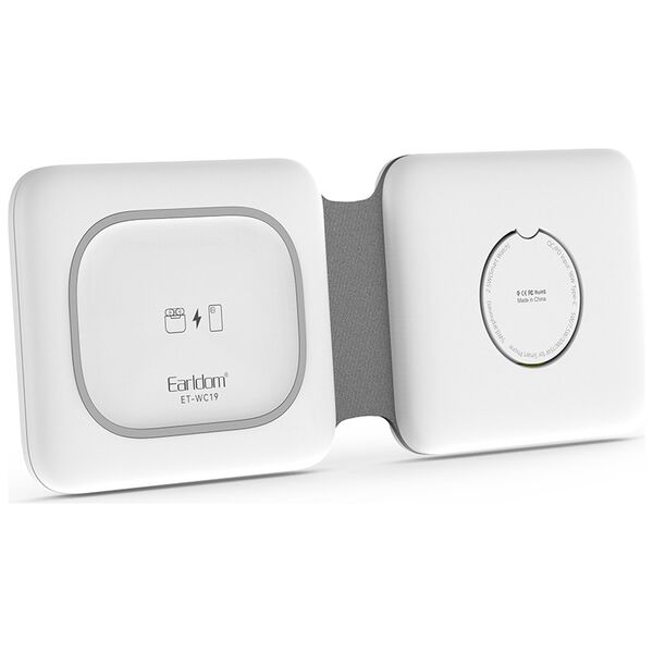 Ασύρματο φορτιστή Earldom ET-WC19, 2in1, Qi, Λευκο - 40238