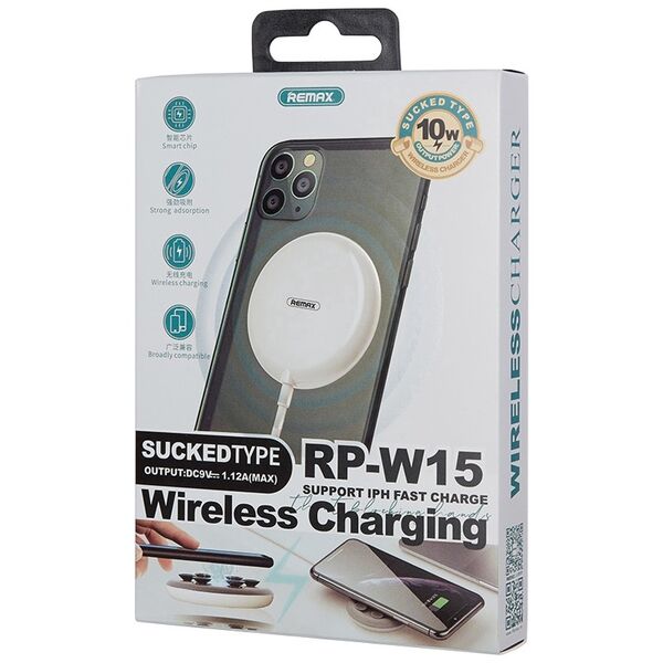 Ασύρματο φορτιστή Remax RP-W15, Qi, 10W, Sucked type, Λευκο - 40300