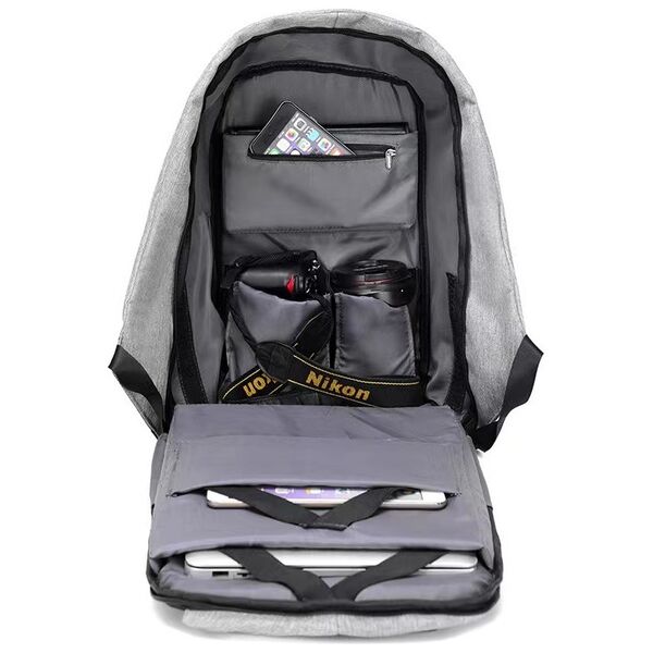 Laptop backpack No brand BP-01, 15.6", Γκρί - 45284