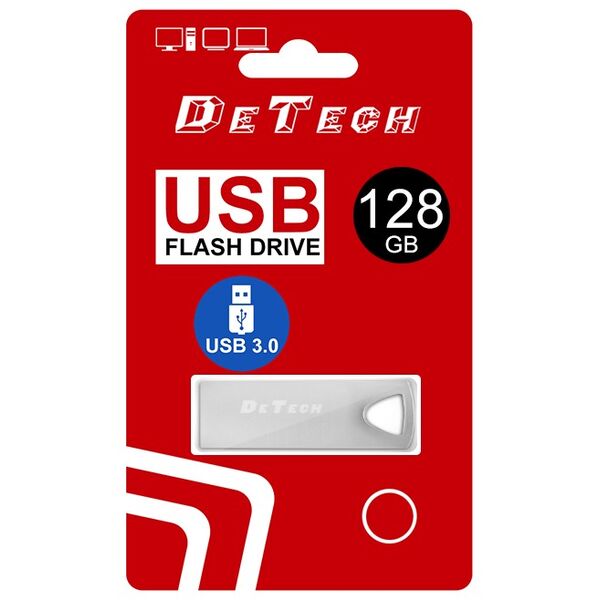 Μνήμη USB DeTech, 128GB, USB 3.0, Ασημένιο - 62040