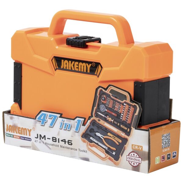 Toolkit Jakemy JM-8146, 47in1, CR-V, Steel, Orange - 17637