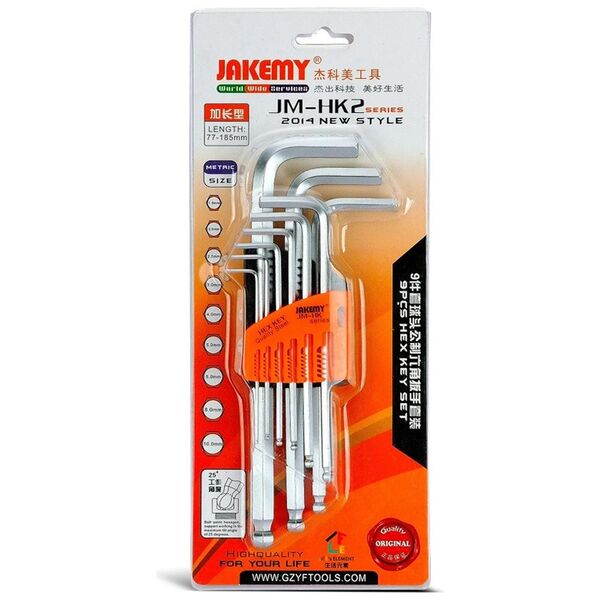 Hex key set Jakemy JM-HK2-1, 9 pieces, CR-V - 17645