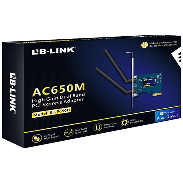 Ασύρματος προσαρμογέας LB-LINK BL-P650H, PCI-E, 650Mbps, 2.4/5Ghz, 2 x 6dBi, Μπλε - 19048