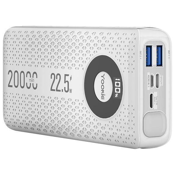 Φορητός Φορτιστής Yookie YO12, 20000mAh, Λευκο - 87061