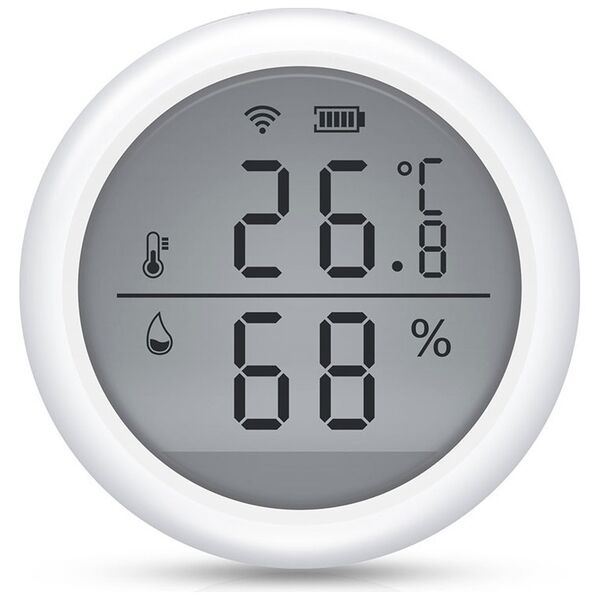 Smart sensor No brand PST-WSD400B, For temperature and humidity, LCD screen, Wi-Fi, Tuya Smart, White - 91010