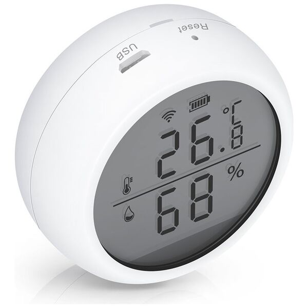 Smart sensor No brand PST-WSD400B, For temperature and humidity, LCD screen, Wi-Fi, Tuya Smart, White - 91010