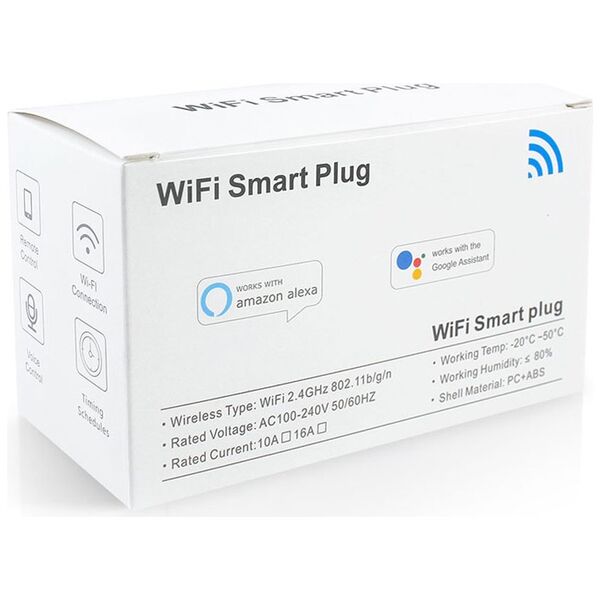 Smart socket No brand PST-LSPA2, 2xUSB F, 220V, 10A, Wi-Fi, Tuya Smart, White - 91018