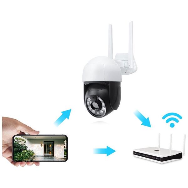 Smart security camera No brand PST-C18B-5MP, 5.0Mp, PTZ, Outdoor, Wi-Fi, Tuya Smart, White - 91028
