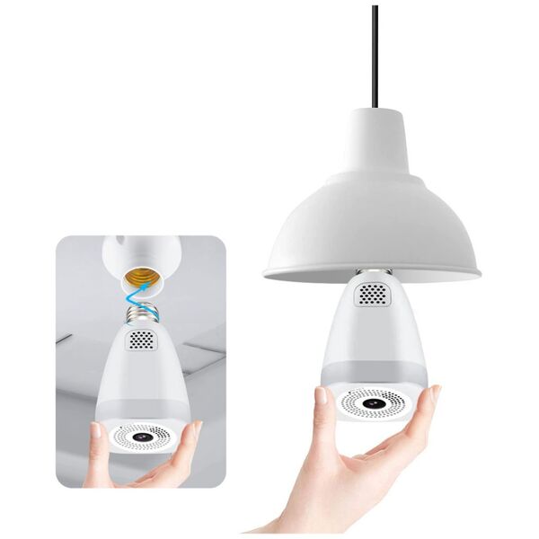 Smart security camera No brand PST-F30A-3MP, 3.0Mp, Fisheye, For socket E27, Wi-Fi, Tuya Smart, White - 91030