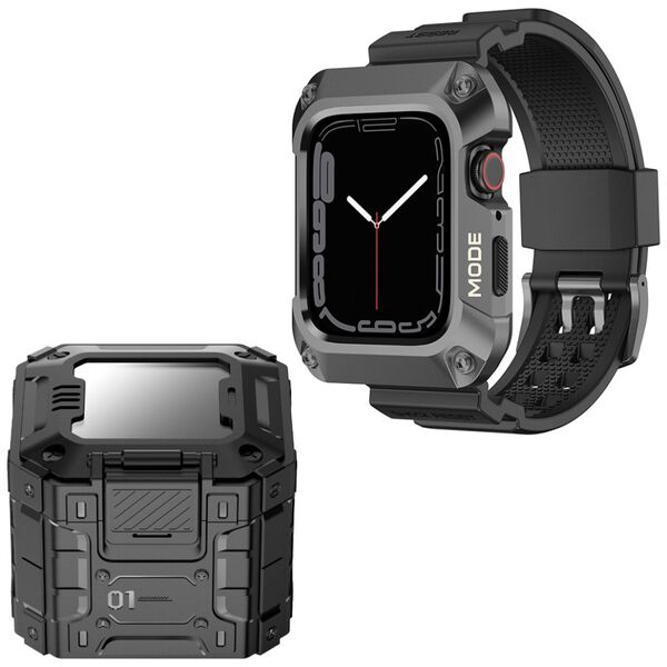 Lito Husa pentru Apple Watch 7 / 8 / 9 (45mm) + Curea - Lito Metal RuggedArmor (LS002) - Grey 5949419073937 έως 12 άτοκες Δόσεις