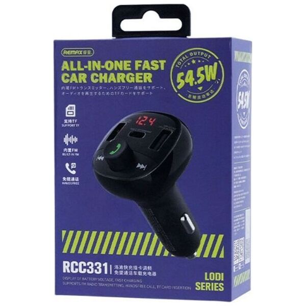 Μεταδότης Remax Lodi RCC331, Bluetooth, 54.5W, Μαυρο - 40339 έως 12 άτοκες Δόσεις