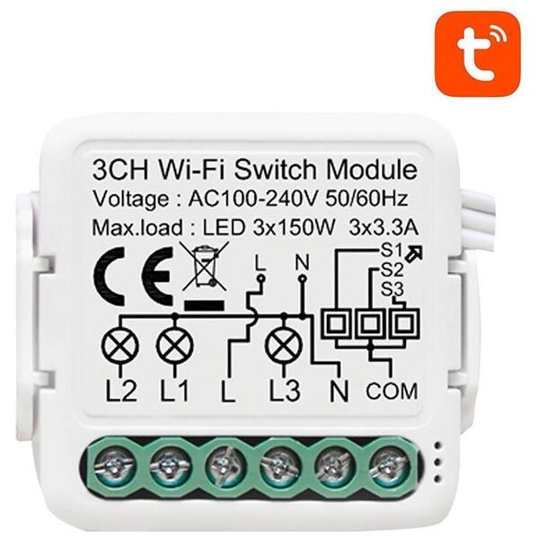 Avatto Smart Switch Module WiFi Avatto N-WSM01-3 TUYA 047959 6976037360605 N-WSM01-3 έως και 12 άτοκες δόσεις