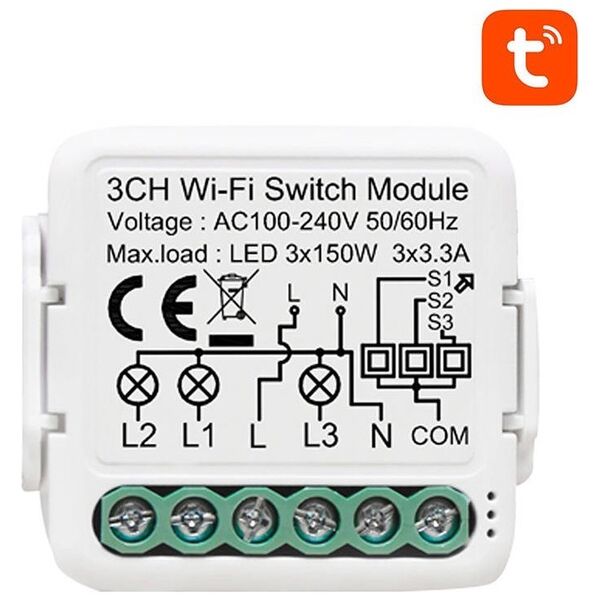 Avatto Smart Switch Module WiFi Avatto N-WSM01-3 TUYA 047959 6976037360605 N-WSM01-3 έως και 12 άτοκες δόσεις