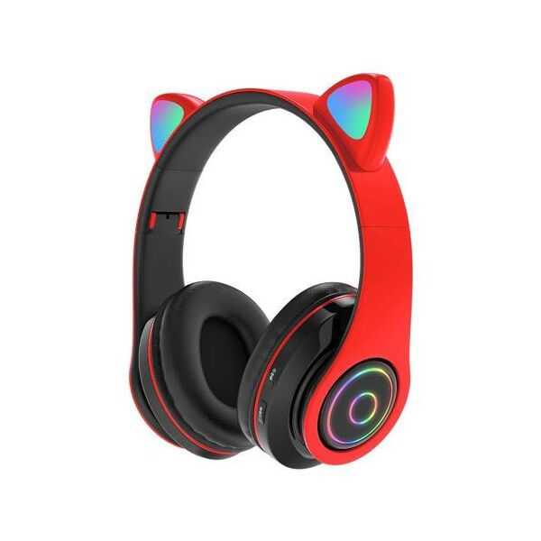 Ασύρματα Ακουστικά Κεφαλής CAT EAR CXT-B39 με LED & SD Card Cat Ears Κόκκινο 5901313582847 5901313582847 έως και 12 άτοκες δόσεις