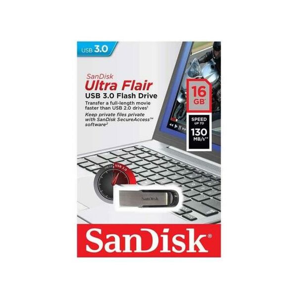 USB 3.0 Flash Disk SanDisk Ultra Flair SDCZ73 USB A 16GB 130MB/s 619659136680 619659136680 έως και 12 άτοκες δόσεις