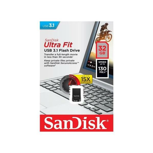 USB 3.1 Flash Disk SanDisk Ultra Fit SDCZ430 USB A 32GB 130MB/s 619659163402 619659163402 έως και 12 άτοκες δόσεις