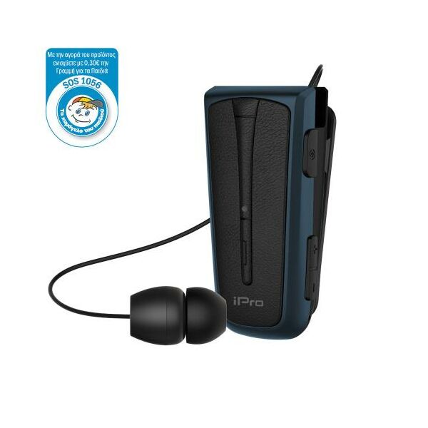 Στερεοφωνικό Ακουστικό Bluetooth iPro RH219s Retractable με Δόνηση Μαύρο-Μπλε 5205598159160 5205598159160 έως και 12 άτοκες δόσεις